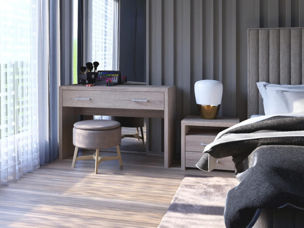 Praktický Toaletný stolík E 120/T v spálni.