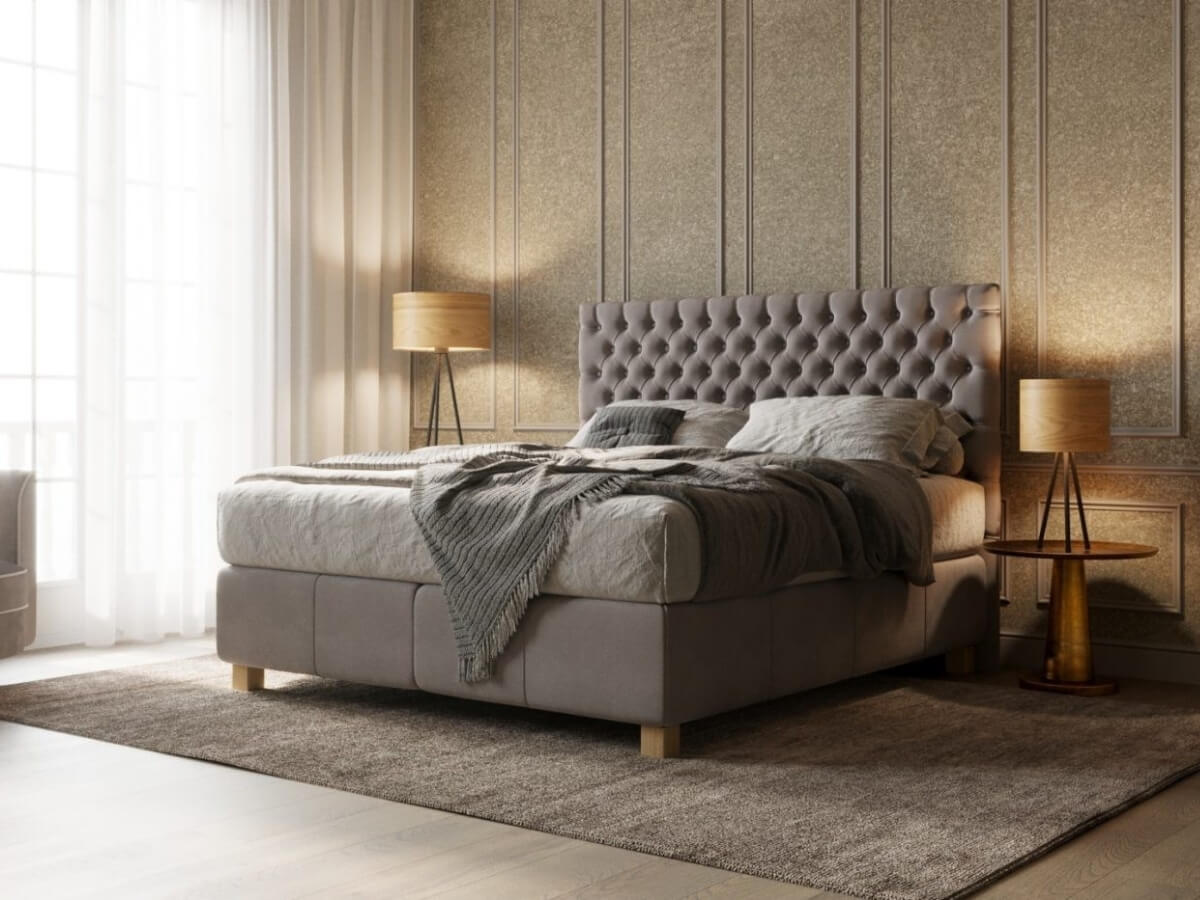 Čalúnená boxspring posteľ Desire.