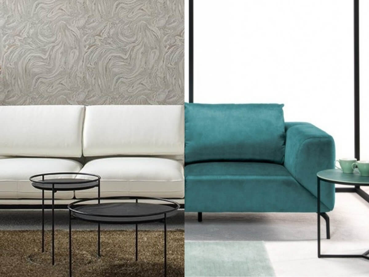 Kožená a látková sedačka.