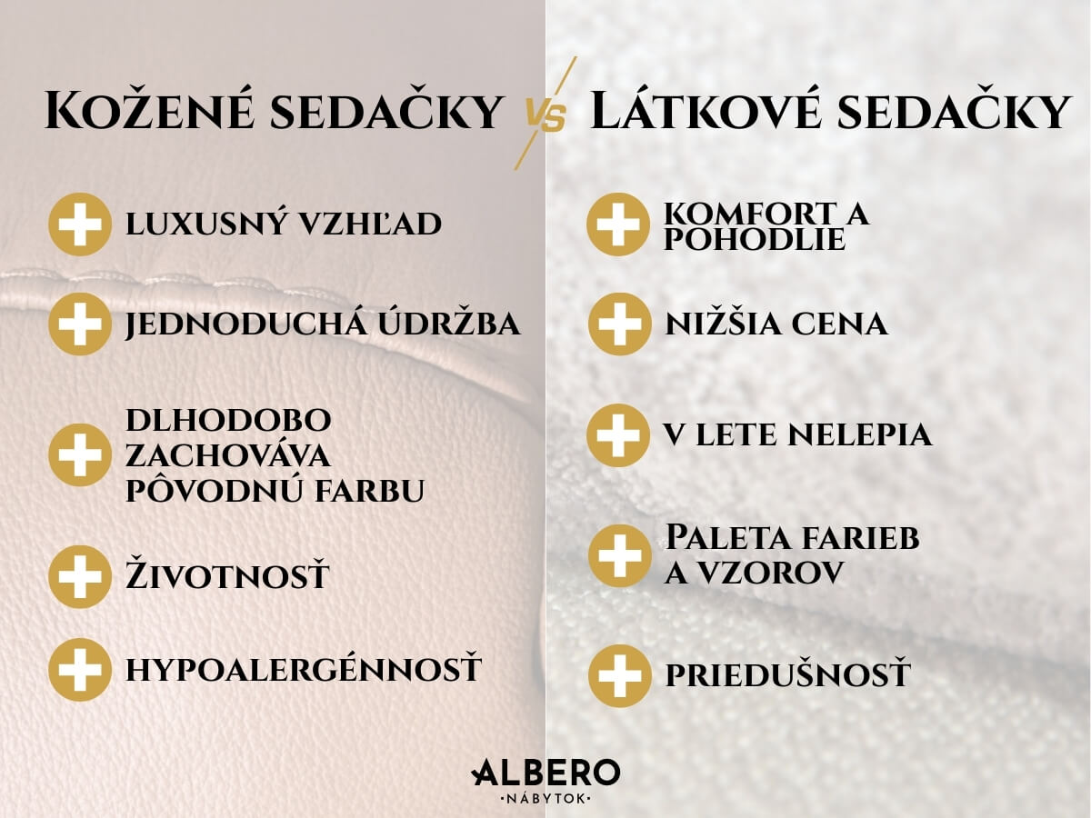 Výhody látkových a kožených sedačiek.